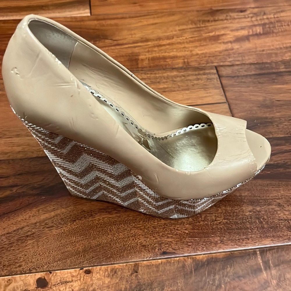 Bebe Platform Nude Wedges
